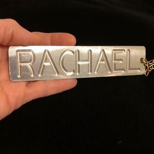 Silver Tone Heavy Metal Aluminum Alloy Nameplate Keychain or Plaque “Rachael”